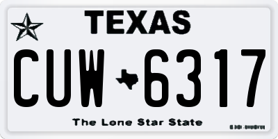 TX license plate CUW6317