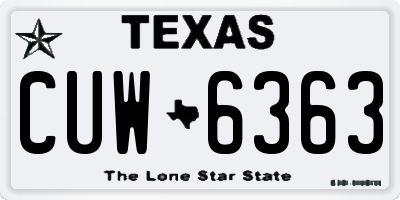 TX license plate CUW6363