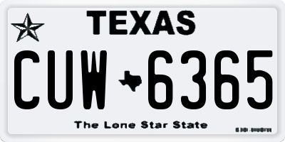 TX license plate CUW6365