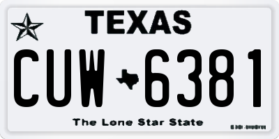 TX license plate CUW6381