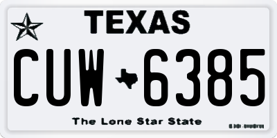 TX license plate CUW6385