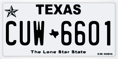 TX license plate CUW6601