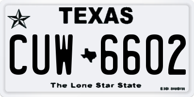 TX license plate CUW6602