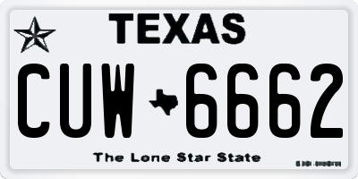 TX license plate CUW6662