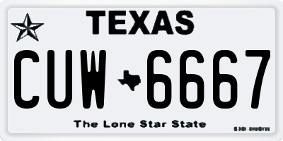 TX license plate CUW6667