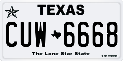 TX license plate CUW6668