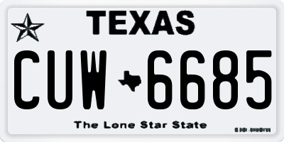TX license plate CUW6685