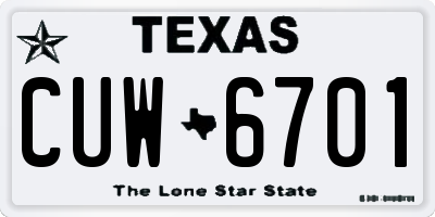 TX license plate CUW6701