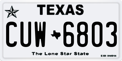 TX license plate CUW6803