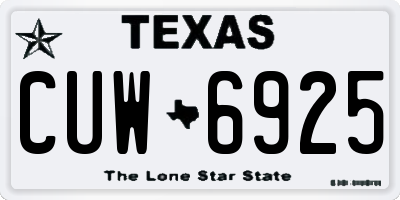 TX license plate CUW6925