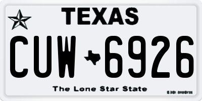 TX license plate CUW6926