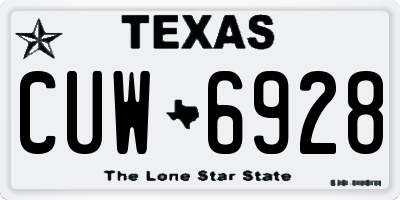 TX license plate CUW6928
