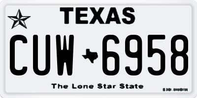 TX license plate CUW6958