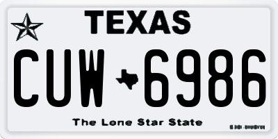TX license plate CUW6986
