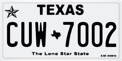 TX license plate CUW7002