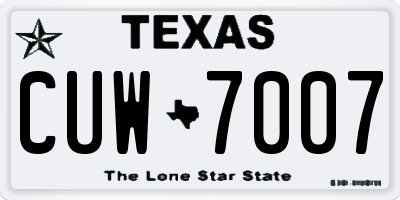 TX license plate CUW7007