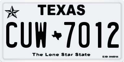 TX license plate CUW7012