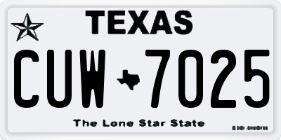 TX license plate CUW7025