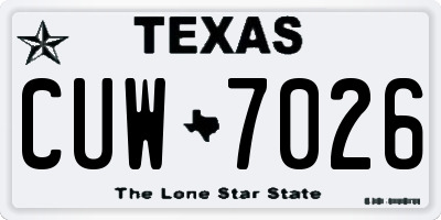 TX license plate CUW7026