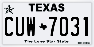 TX license plate CUW7031