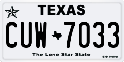 TX license plate CUW7033