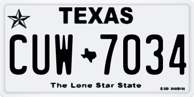 TX license plate CUW7034