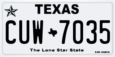 TX license plate CUW7035