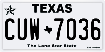 TX license plate CUW7036