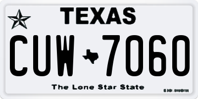 TX license plate CUW7060