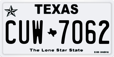 TX license plate CUW7062