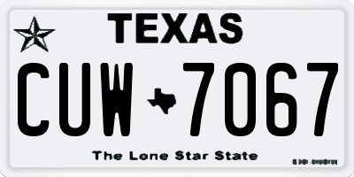 TX license plate CUW7067