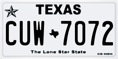 TX license plate CUW7072