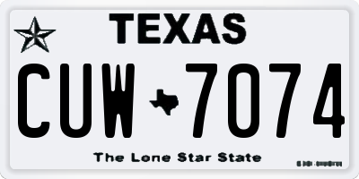 TX license plate CUW7074