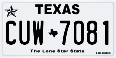 TX license plate CUW7081