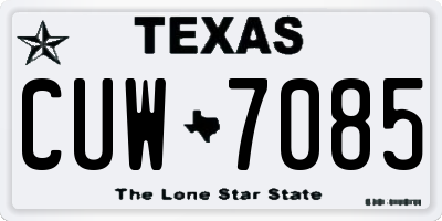 TX license plate CUW7085