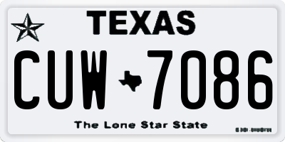 TX license plate CUW7086