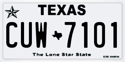 TX license plate CUW7101