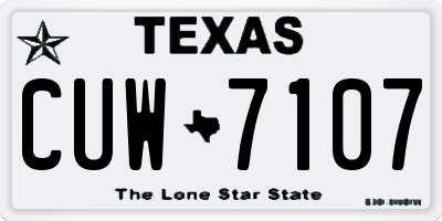 TX license plate CUW7107