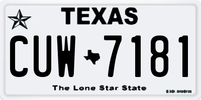 TX license plate CUW7181