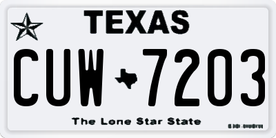 TX license plate CUW7203