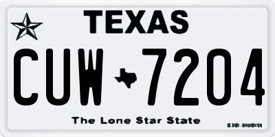 TX license plate CUW7204
