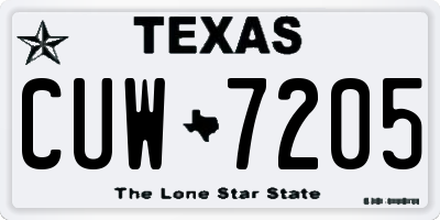 TX license plate CUW7205