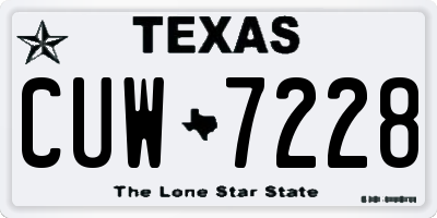 TX license plate CUW7228