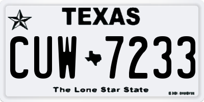 TX license plate CUW7233