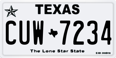 TX license plate CUW7234