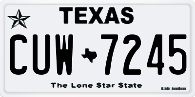 TX license plate CUW7245