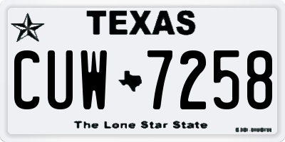 TX license plate CUW7258