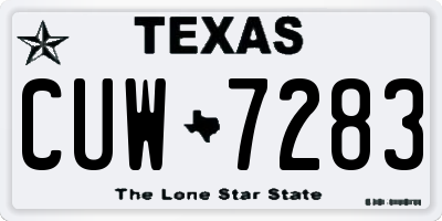 TX license plate CUW7283