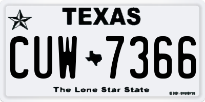 TX license plate CUW7366