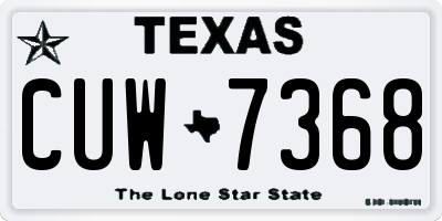 TX license plate CUW7368